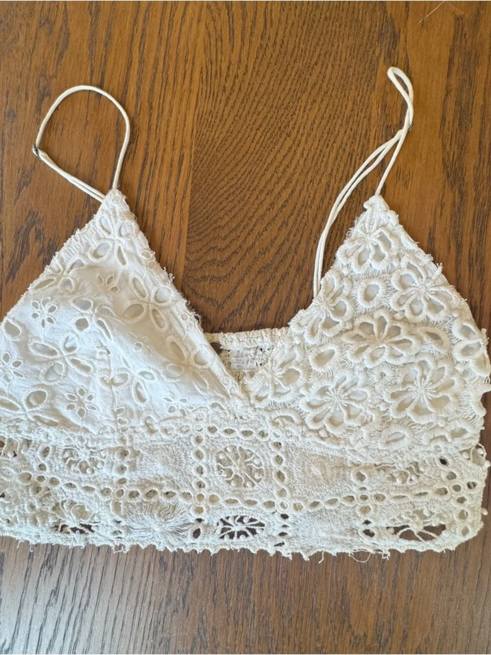 Free‎ People One FP ONE Lace Bralette Set - Cream Lavender Lace Appliqué Crop S